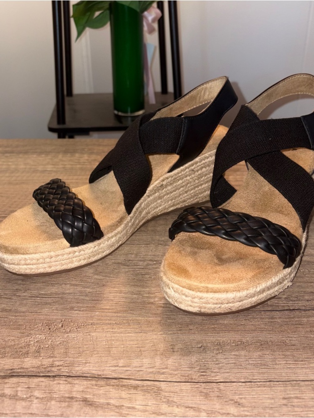 Sonoma Coraa Womens Wedge Sandals Black Strap Ortholite Eco Size US-8.5